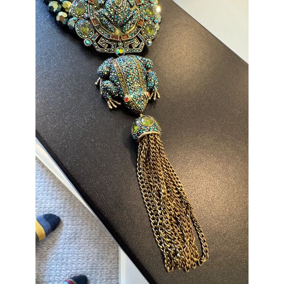 Heidi Daus Toad Necklace Dangle Frog with Tassel Beaded - Picture 7 of 8